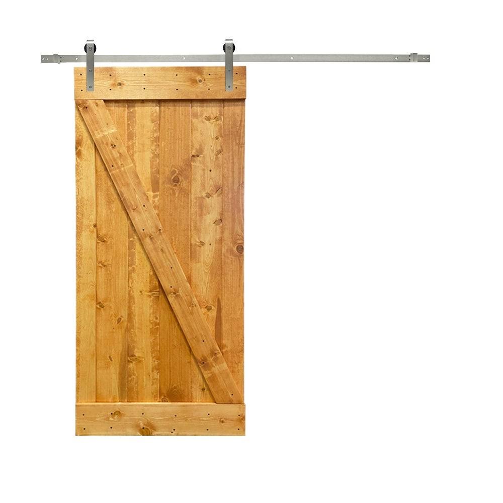 Weather Gray Stained Wood Interior Sliding Barn Door with Hardware Kit L515