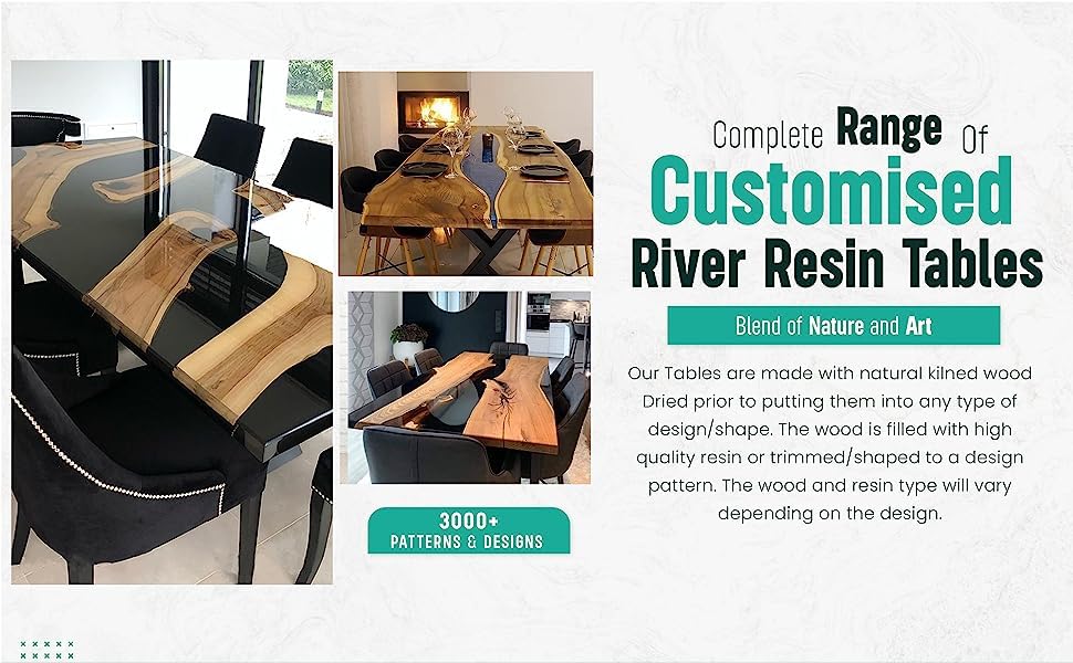 Epoxy Wooden Dining Table (30 x 36 x 24 Inches) C451