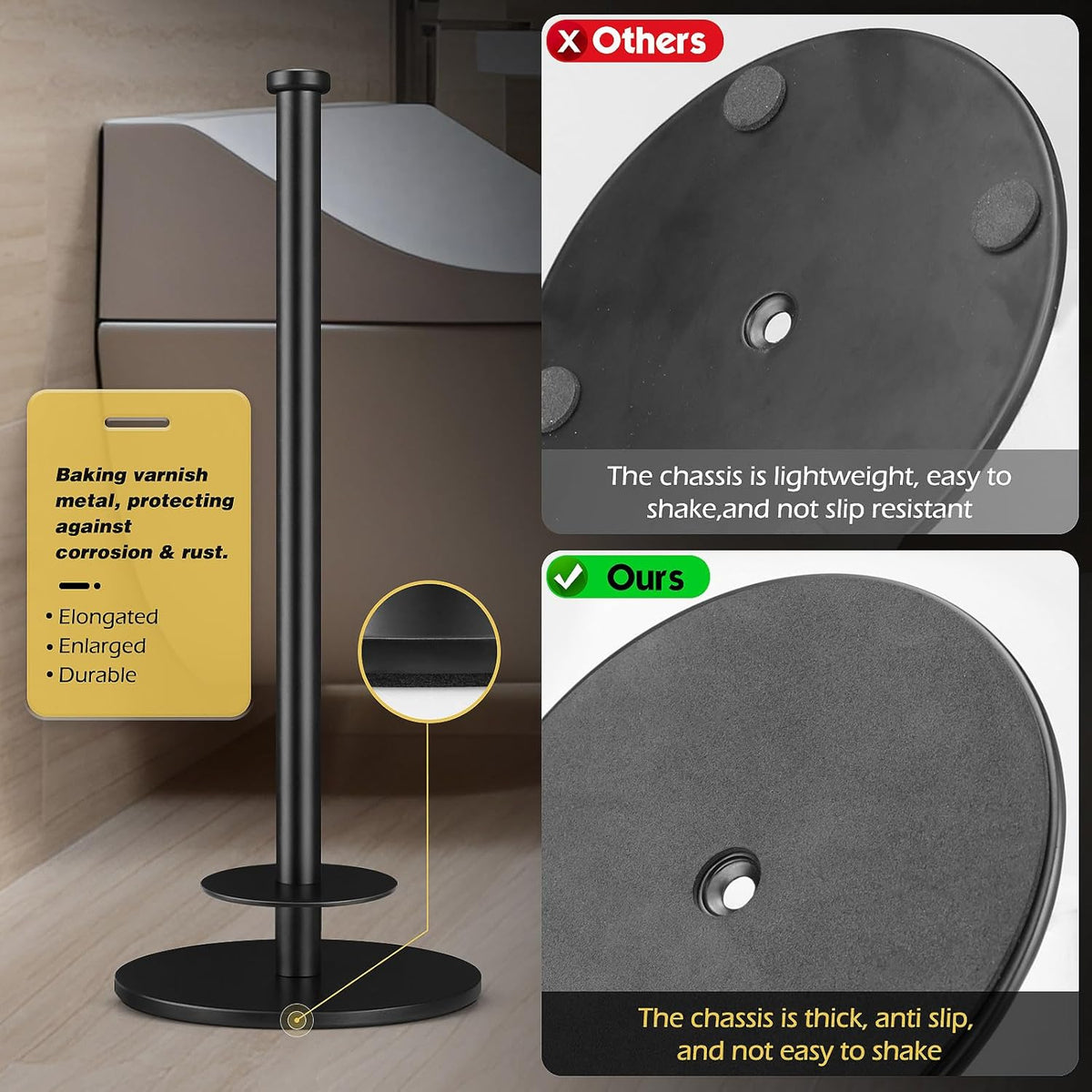Solid Weighted Non-Slip Toilet Paper Holder Stand K4915