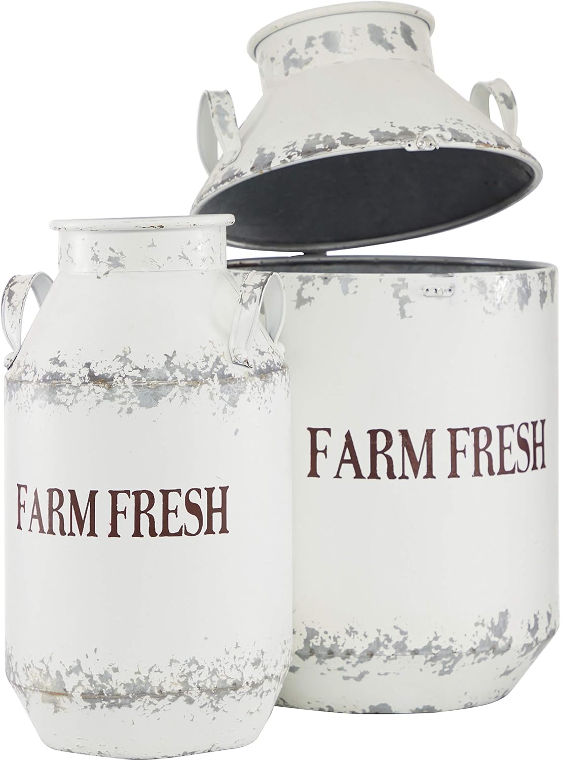 White Brown Decorative Milk Can L62709