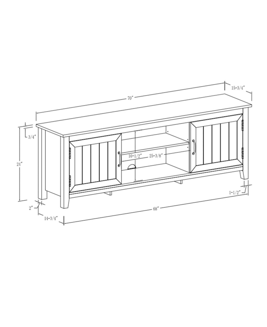 Sand Modern Farmhouse Console with Side Beadboard Doors R895779