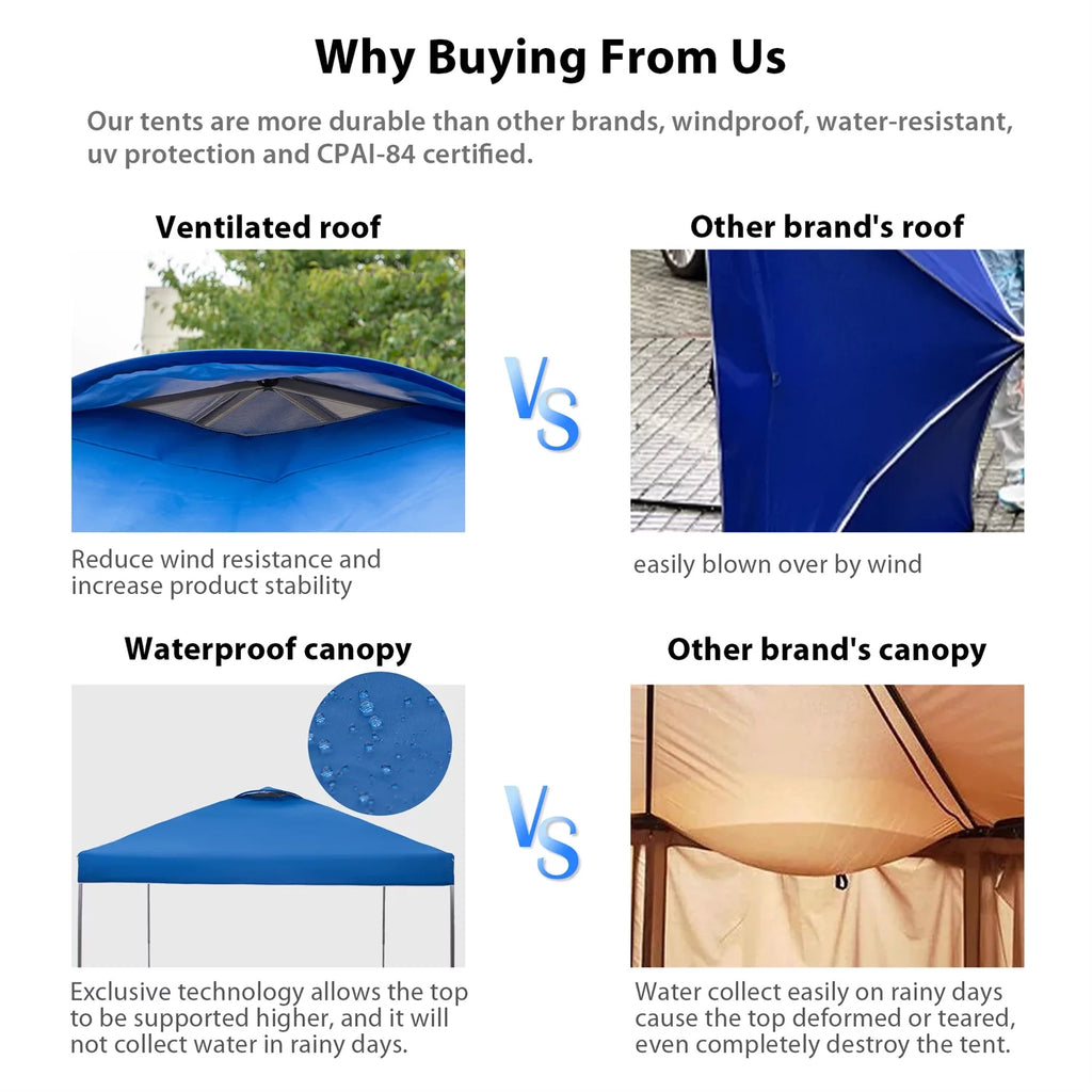 10x10ft Pop-up Canopy Tent with Wheeled Bag - Blue H238