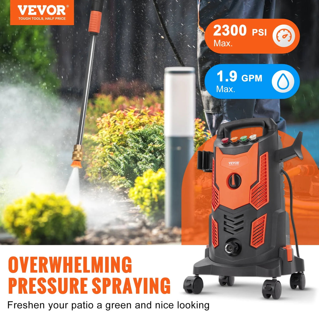 Electric Pressure Washer 2300 PSI 1.9 GPM Cold Water Wheeled N923