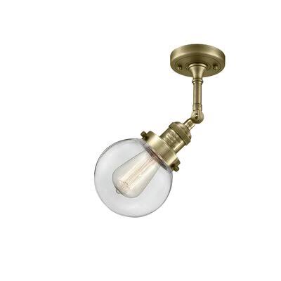 Antique Brass Clear Globe Semi Flush Mount Light C59798