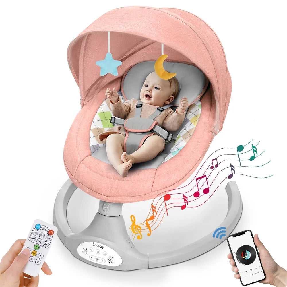 Electric Baby Swing with Remote Control, 5 Swing Speeds, Grey Z790
