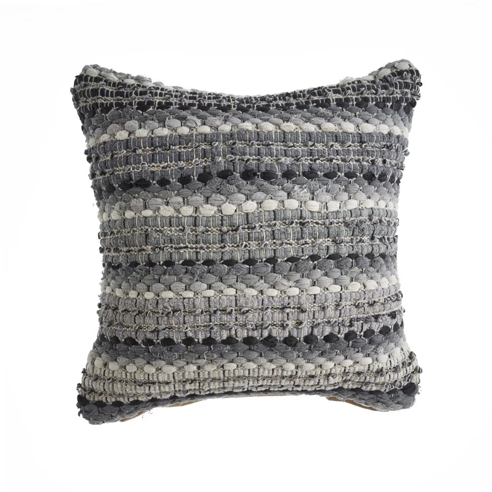 Neutral Cotton 18 inch Square Decorative Throw Pillow R328