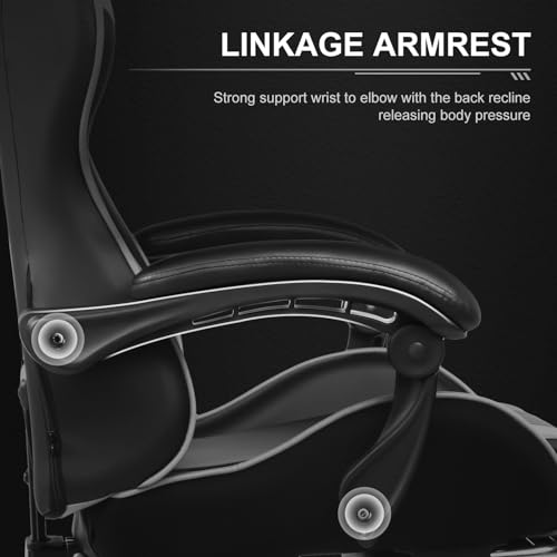 White Gaming Chair with Footrest and Lumbar Support F19889