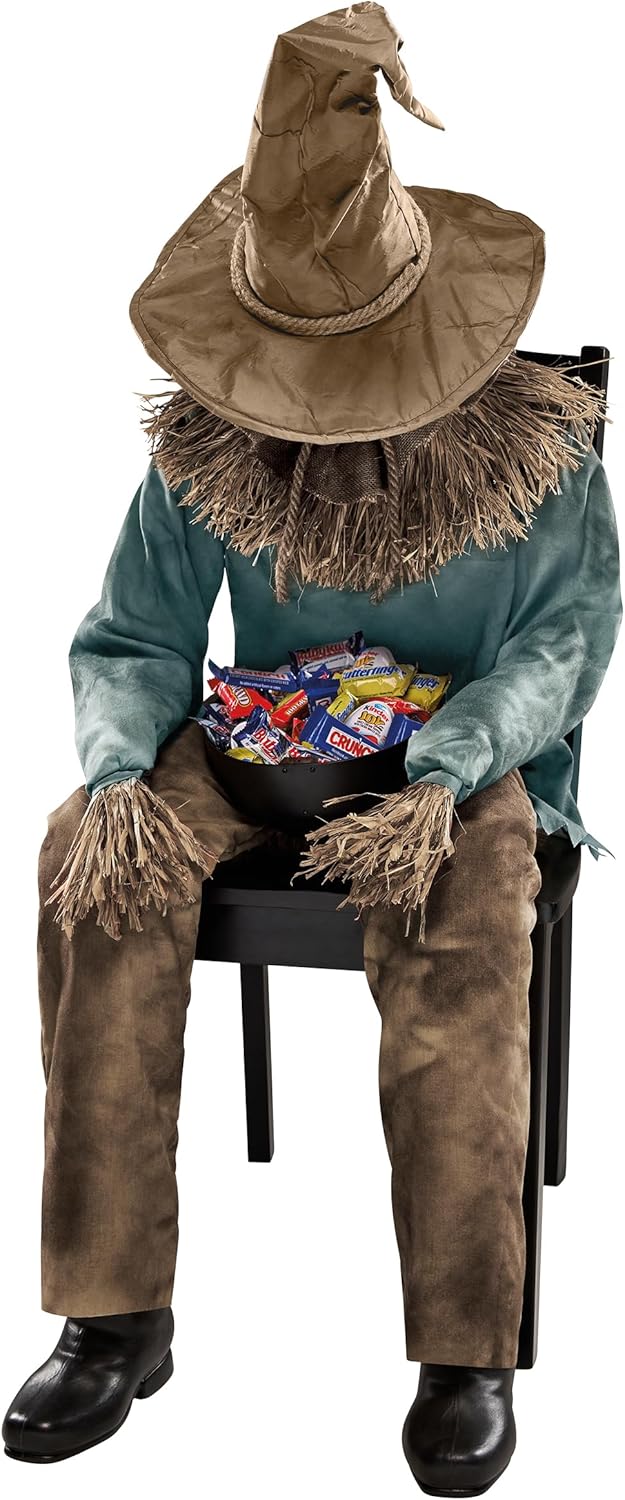 4.5 Ft Scary Sitting Scarecrow Animatronic V67563