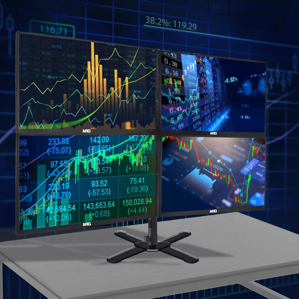 Restored Desktop PC Intel Core i5-6500, 16GB RAM, 120GB SSD, 2TB HDD, 4 LED Monitors, 2 Network Cards, Keyboard & Mouse Win 10 Pro R822471