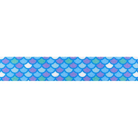 1/2 inch Mermaid Scales Polyester Webbing, 50 Yards, Blue G174