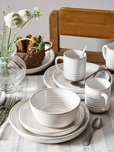 16 Piece Stoneware Dinnerware Set, Arctic White R845670
