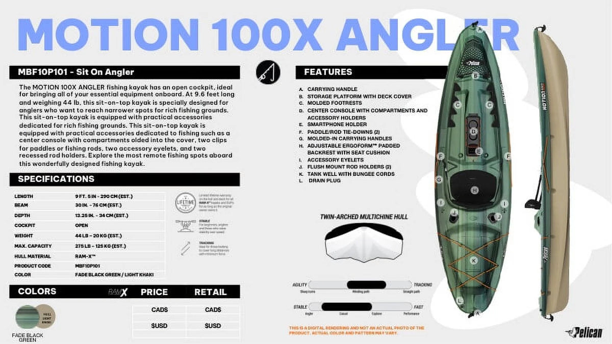 Sit-on-Top Angler Fishing Kayak 10 ft Fade Black Green H234843