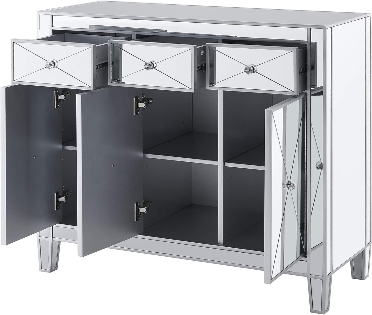 Mirrored Cabinet with Matte Silver Trim L446347