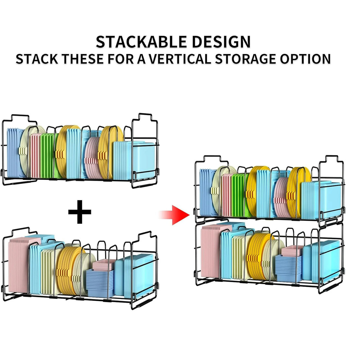 Black Plastic Lid Organizer with 4 Dividers Z11914