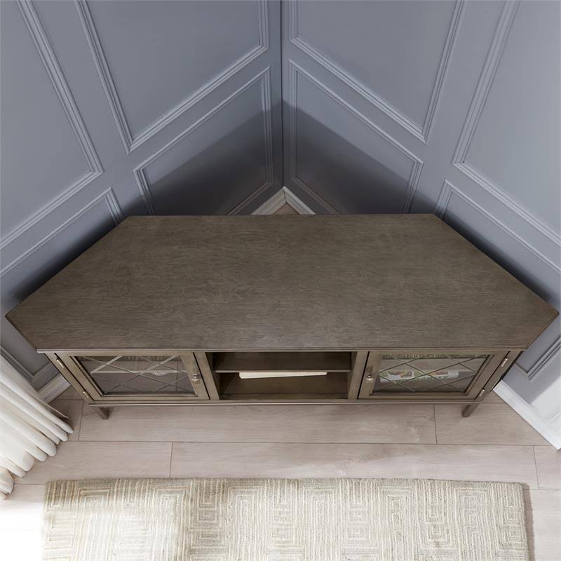 Gray Corner TV Stand with Metal Base M2357