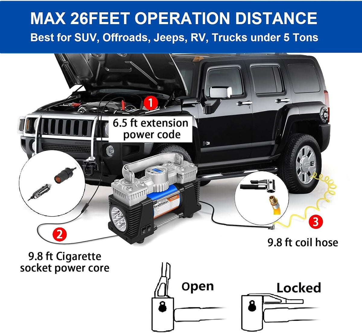 Portable Air Compressor 12Volt 120PSI Digital Tire Pump with Pressure Gauge O475572