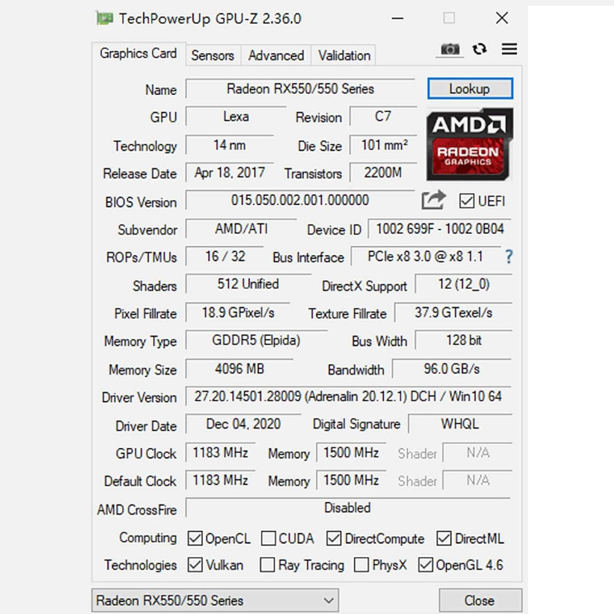 4GB GDDR5 128-Bit Graphics Card I962294