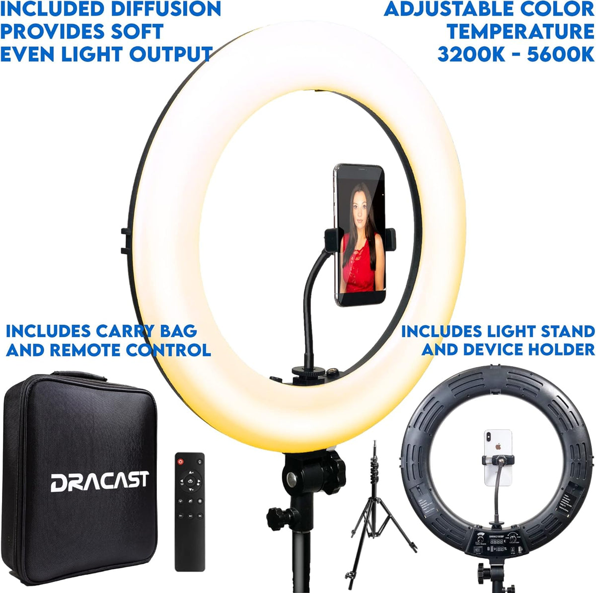 18 Dimmable Bi-Color LED Ring Light Kit with Light Stand G15180