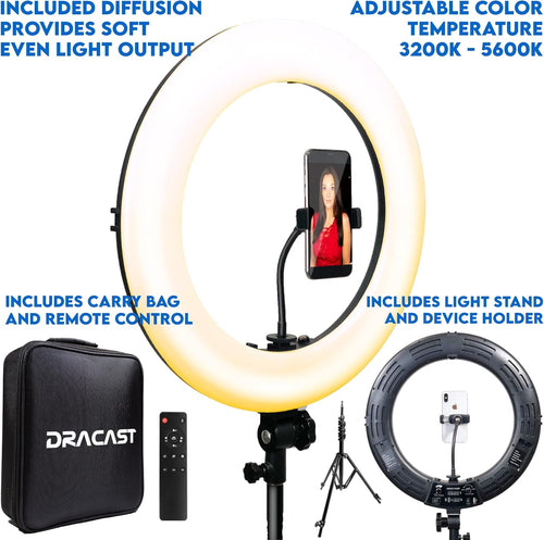 18 Dimmable Bi-Color LED Ring Light Kit with Light Stand G15180