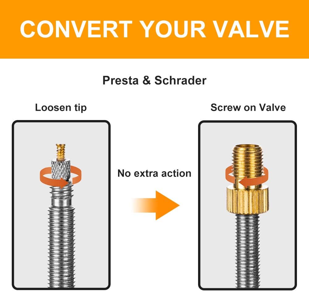 Presta Valve Adapter, Convert Presta to Schrader Adaptor for Bike, Tire Valve Caps(2PCS) S445