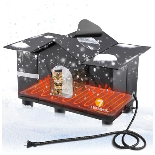 Weatherproof Large Cat Shelter with Roof Window and Cozy Cushion V225301