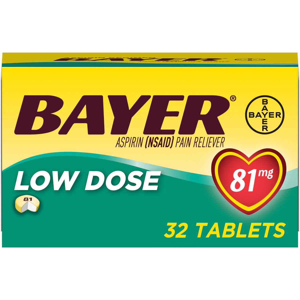 Low Dose Aspirin 81mg, 32 Tabs, 2-Pack K399