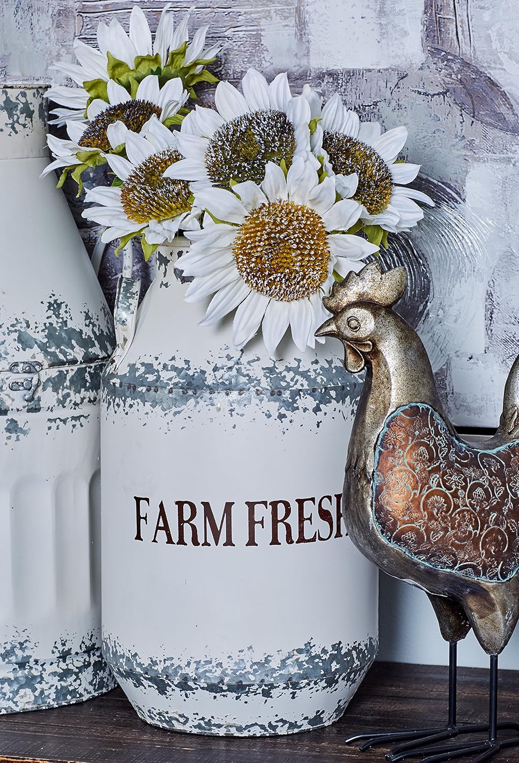 White Brown Decorative Milk Can L62709