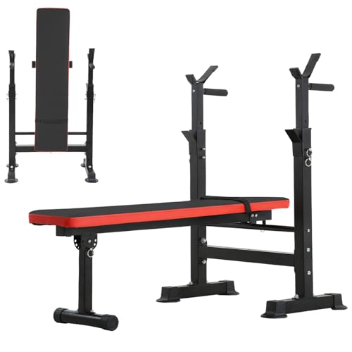 Adjustable Weight Bench with Squat Rack 660lbs Foldable N806576