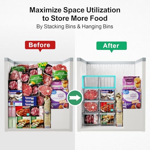 4 Pack Stackable Small Freezer Organizer Bins, White I7466