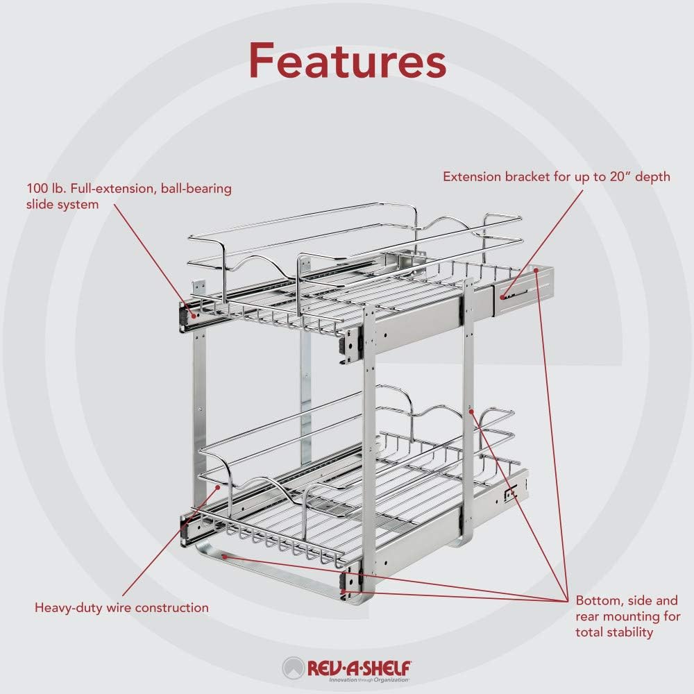 12 x 18 Inch 2-Tier Wire Pull Out Shelf O49018