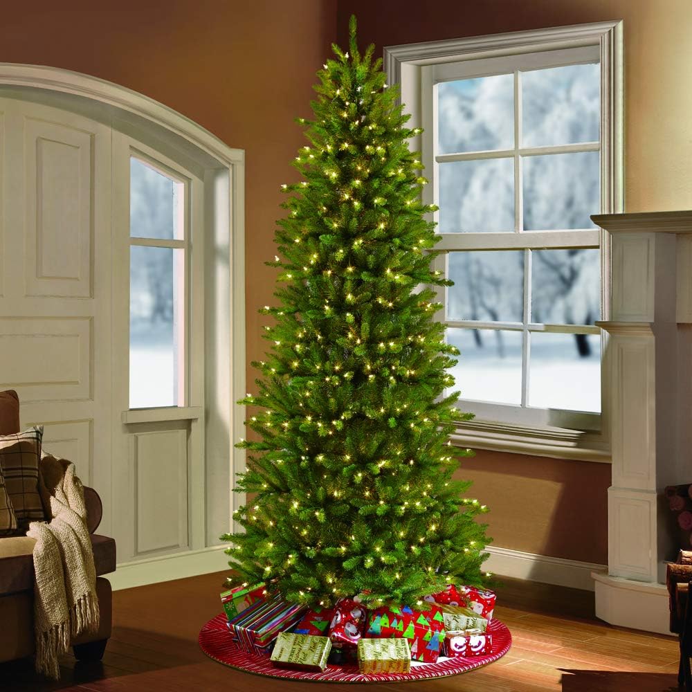 7.5 Foot Pre-Lit Slim Fraser Fir Artificial Christmas Tree with 500 Clear Lights, Green M881448
