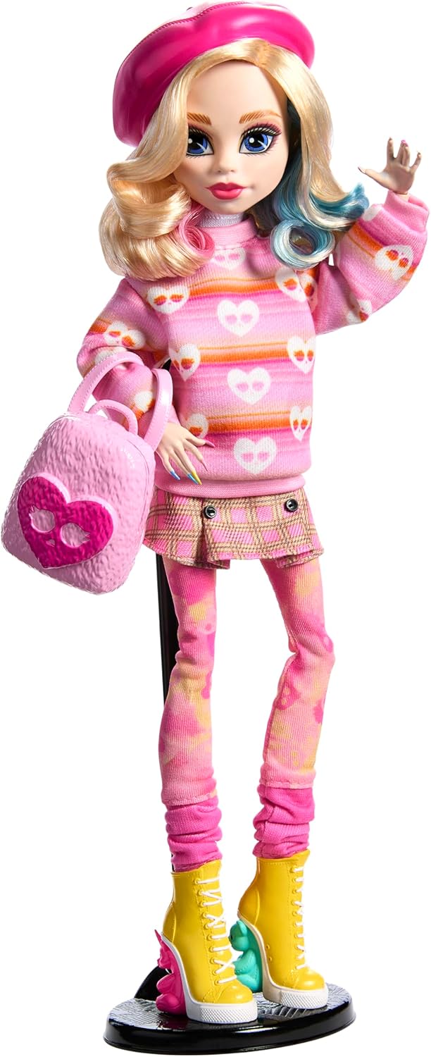 Pink Doll with Beret and Backpack L365703