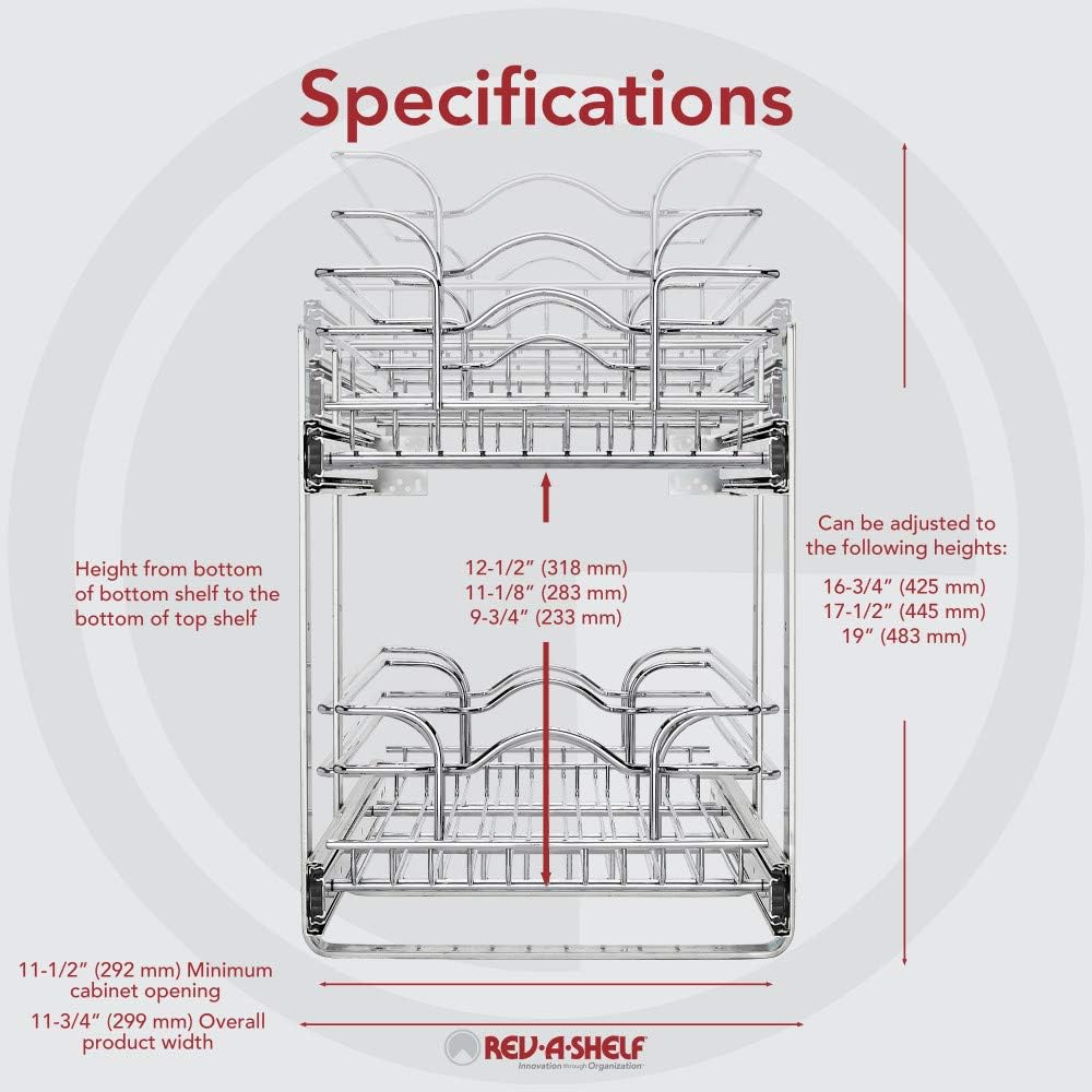 12 x 18 Inch 2-Tier Wire Pull Out Shelf O49018