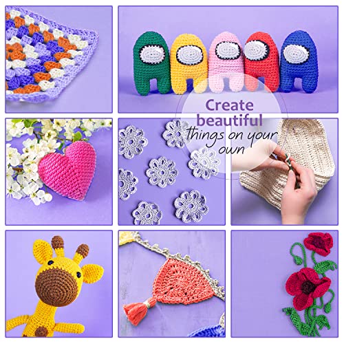 43 Piece Crochet Kit with 9 Crochet Hooks Set and 55 Yards of Yarn, Canvas Tote Bag N2998