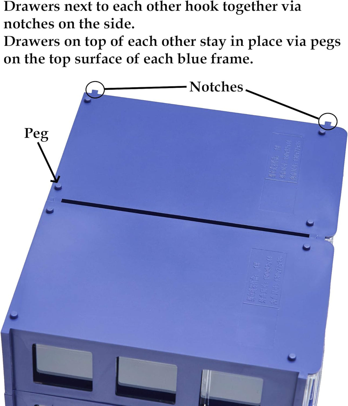 Blue Plastic Storage Drawers Set of 10 B4912