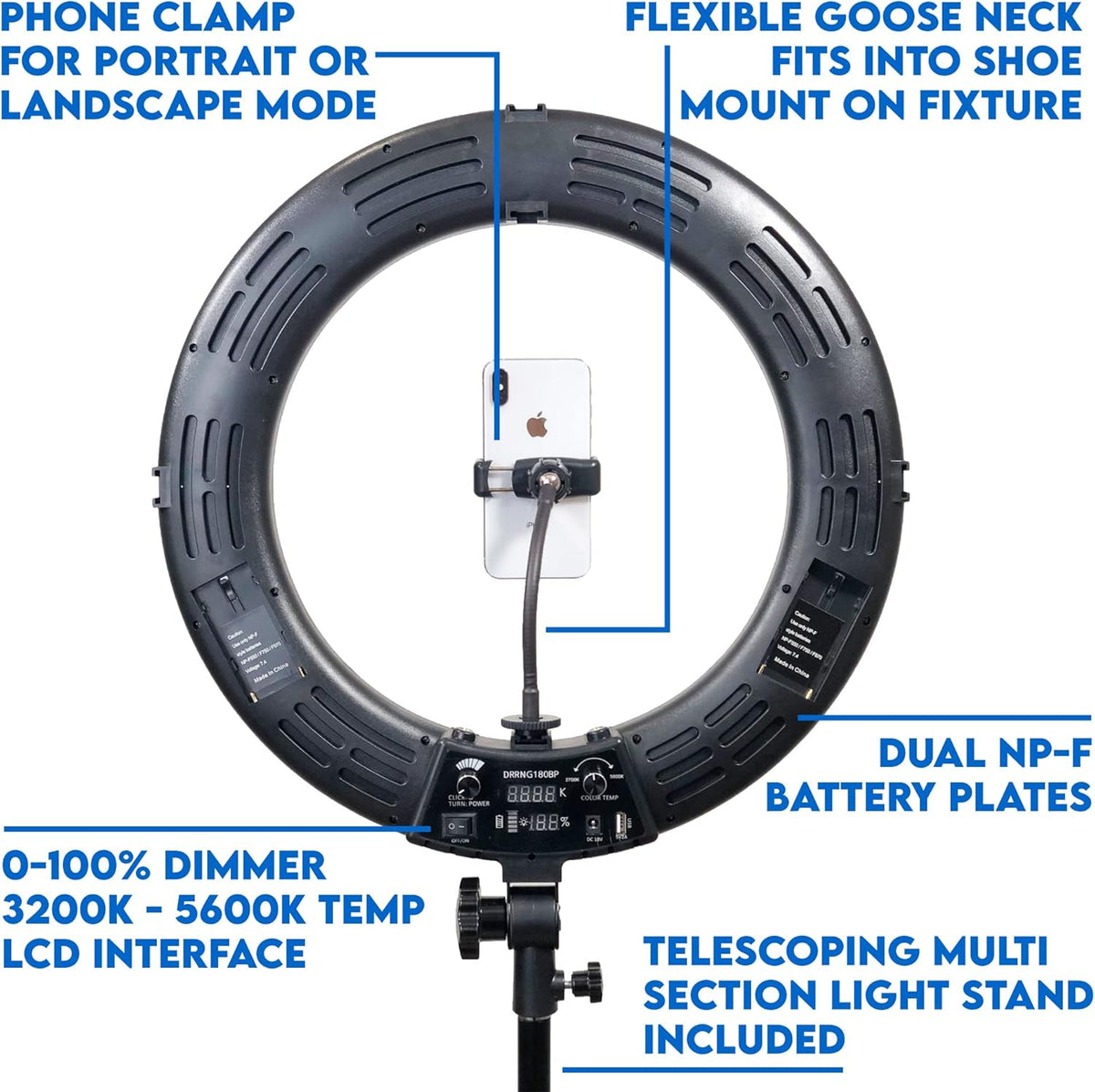 18 Dimmable Bi-Color LED Ring Light Kit with Light Stand G15180