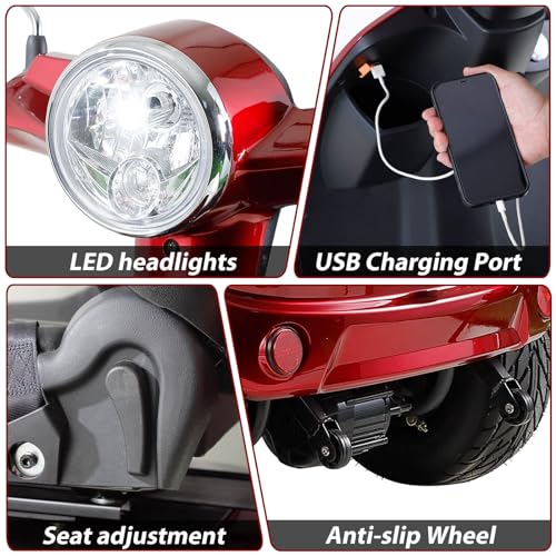 Heavy Duty 4-Wheel Electric Mobility Scooter with Adjustable Seat L52403