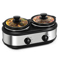Double Slow Cooker with 2 X 1.25QT Ceramic Pots and Glass Lid L7959