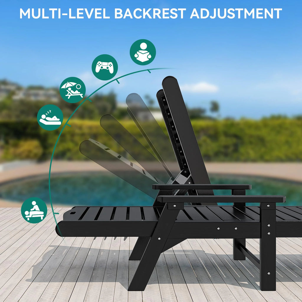 Black Adjustable Resin Outdoor Chaise Lounge Chair D814