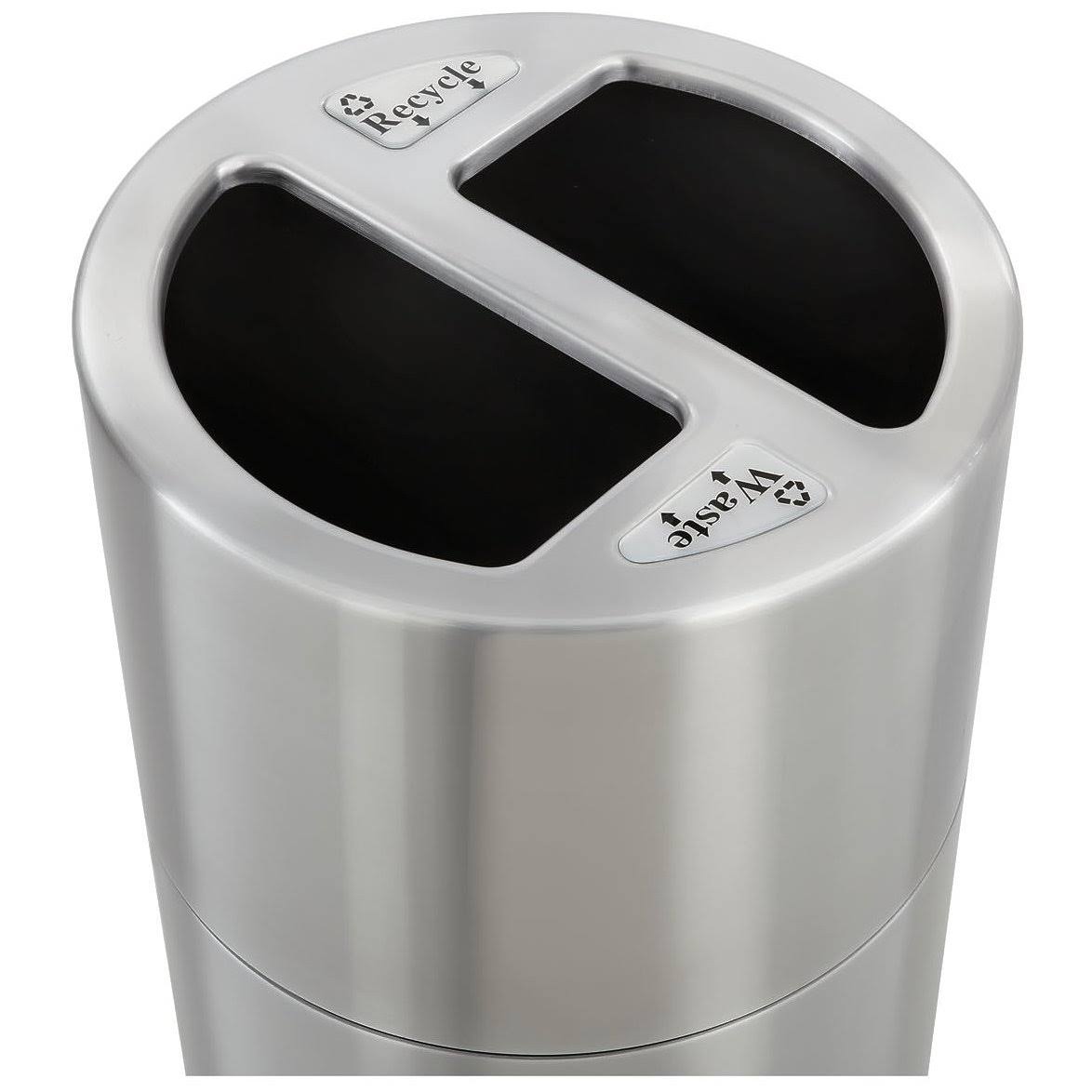 Dual Recycling Receptacle, 30 gal, Stainless Steel E95844