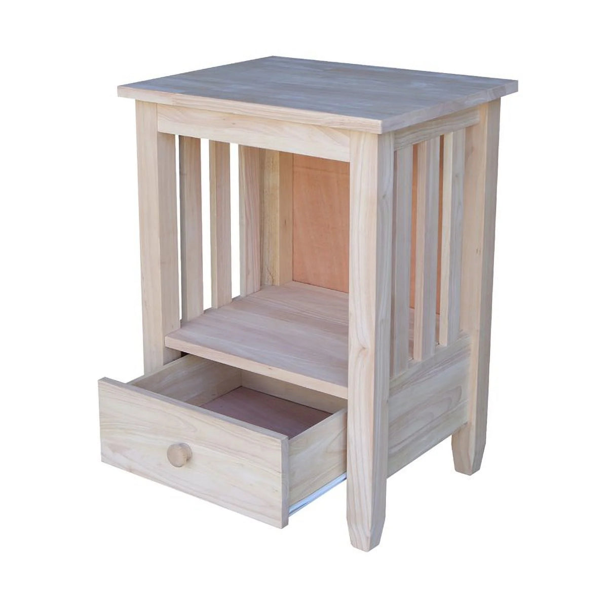 Solid Wood Unfinished End Table with Drawer Y77474