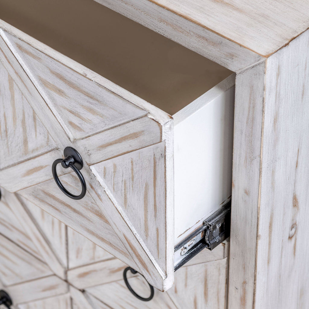 White Three Drawer Wood Cabinet I608085