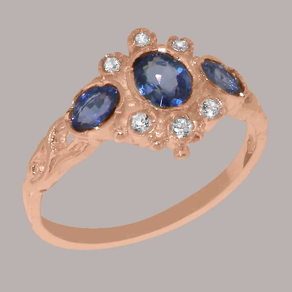 9k Rose Gold Natural Sapphire & Diamond Ring D470