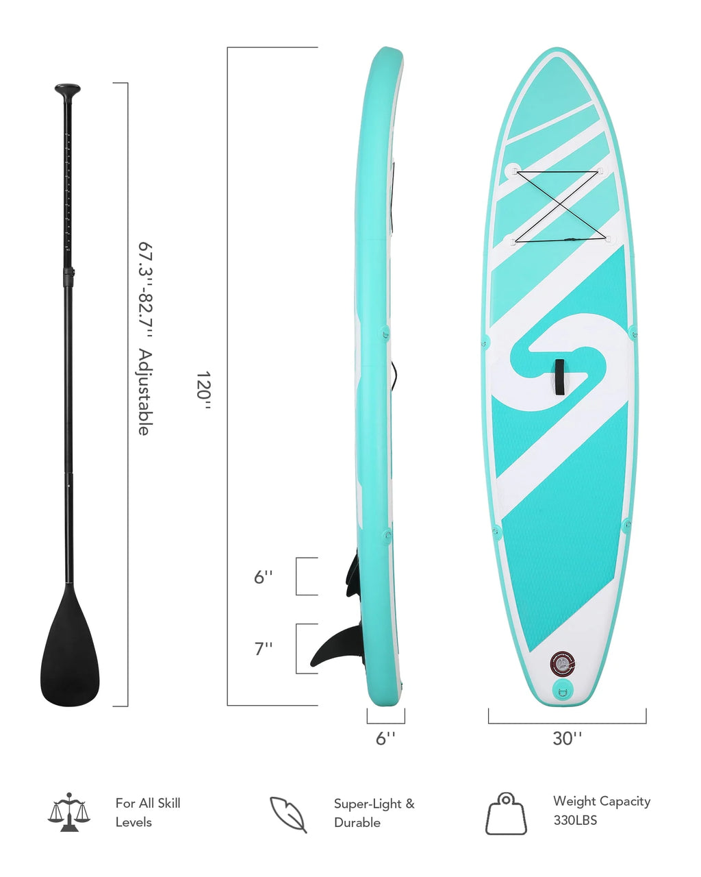 Inflatable Paddle Board 10' 6 in. Thick Green Y311488
