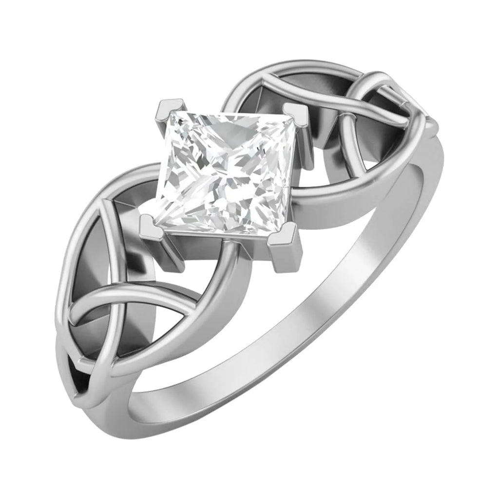 0.75 Carat Moissanite Diamond E Color VS1 Clarity 925 Silver Celtic Ring W43232