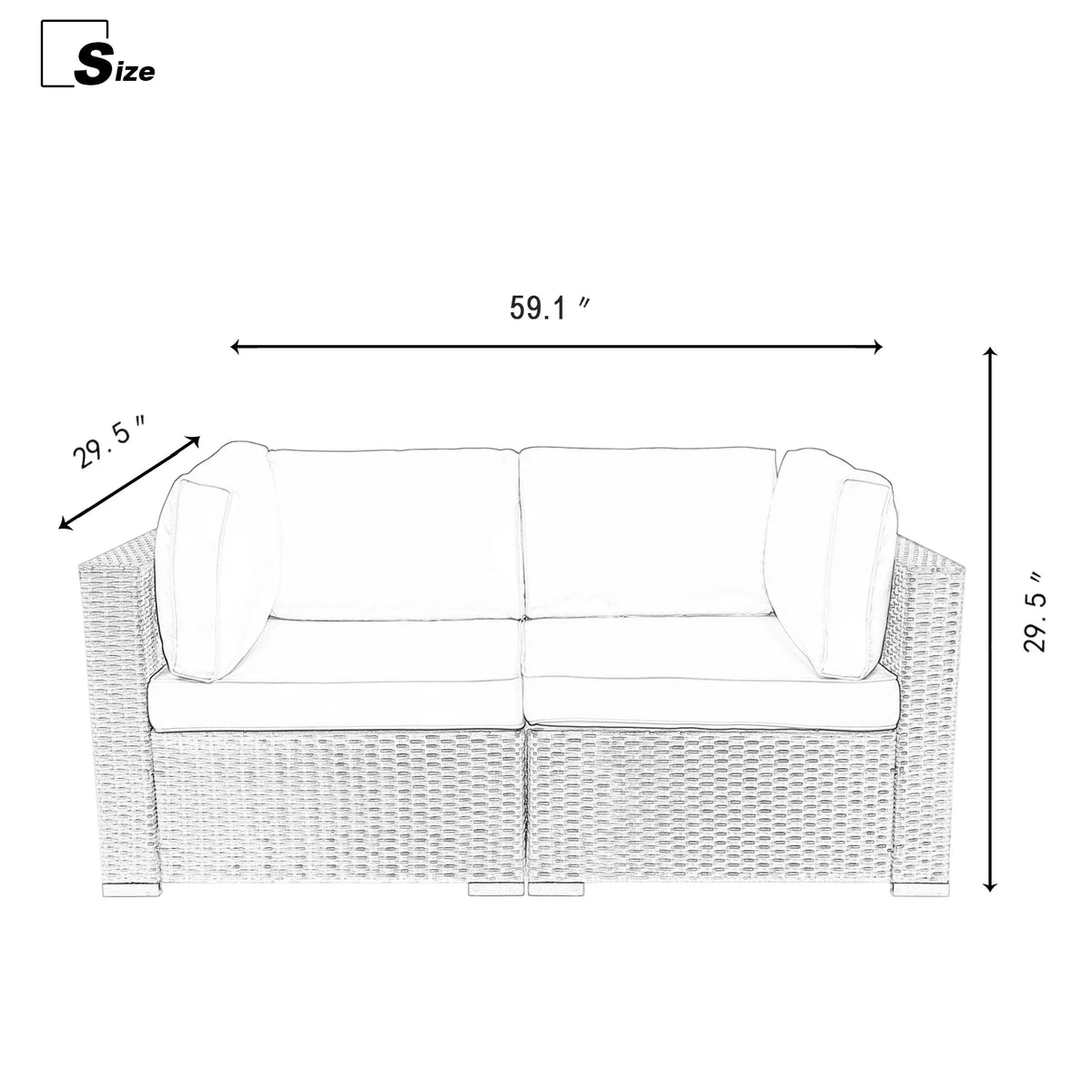 Blue 2-Piece PE Rattan Outdoor Corner Sofa Set Z766395