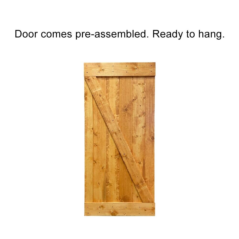 Weather Gray Stained Wood Interior Sliding Barn Door with Hardware Kit L515