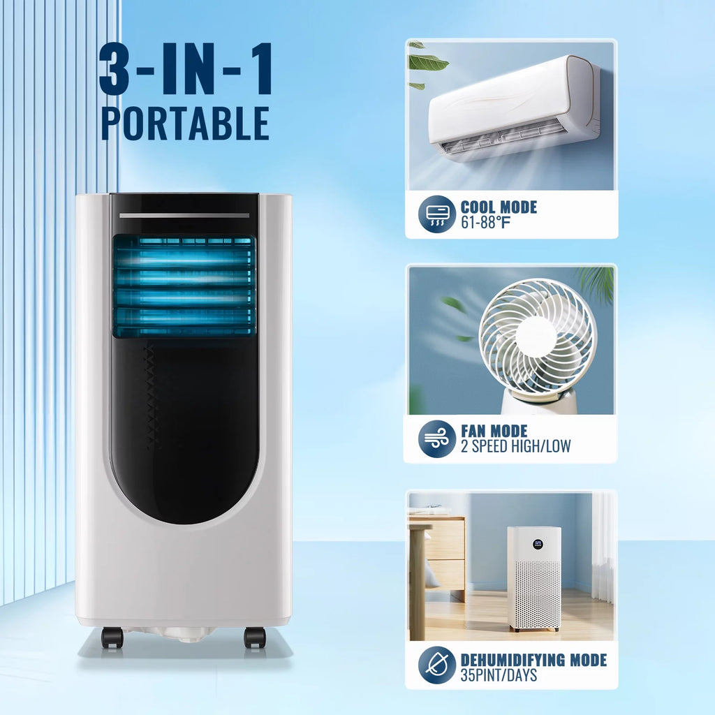 8000 Btu Portable Air Conditioner with Dehumidifier & Fan C3079