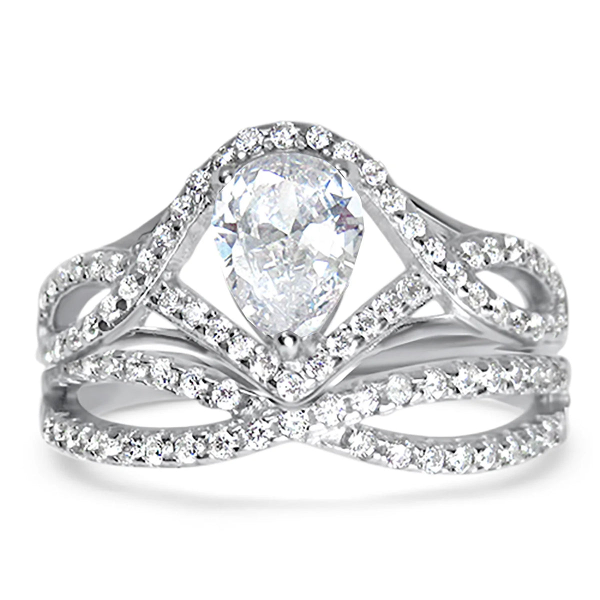 Sterling Silver Wedding Ring Set E189