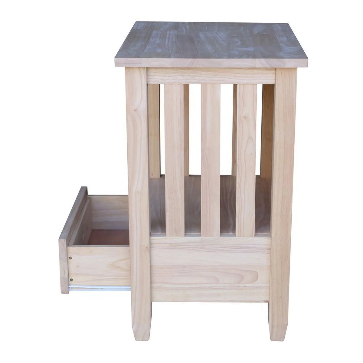 Solid Wood Unfinished End Table with Drawer Y77474